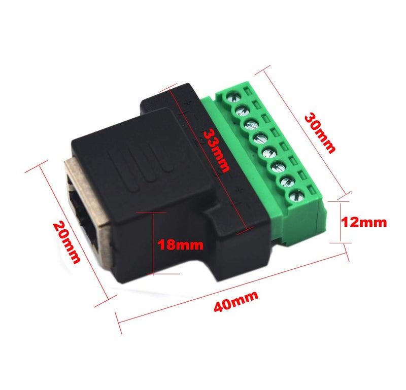 Kework 2 Pack Ethernet RJ45 Female Terminal Block Adapter, Network RJ45 8P8C Bolt Screw Terminal Cable Extension Connector Plug - Image 2